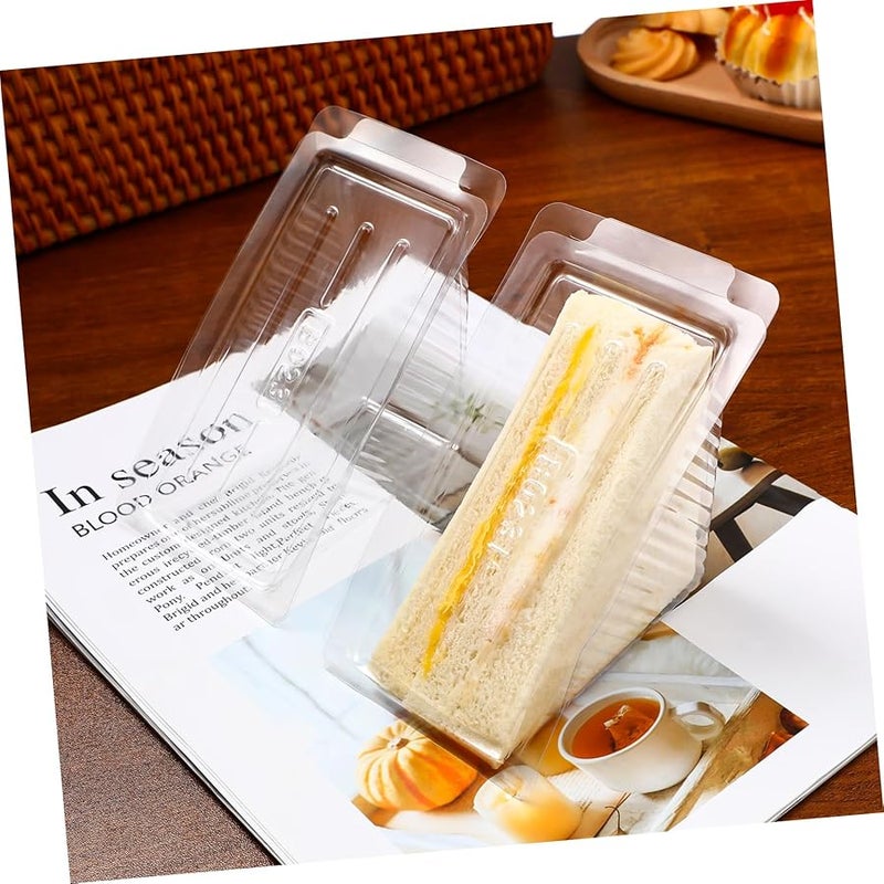 50 Pcs Transparent Plastic Sandwich Boxes with Lids Food Grade Storage Containers - Image 3